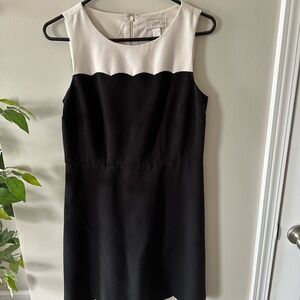 LOFT Black and White Scallop Dress